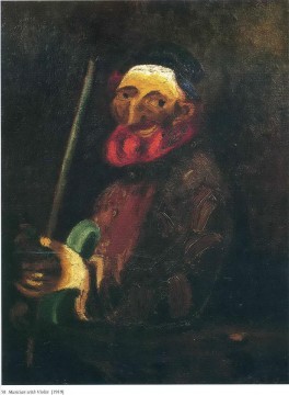 Musicien avec violon contemporain Marc Chagall Peinture à l'huile